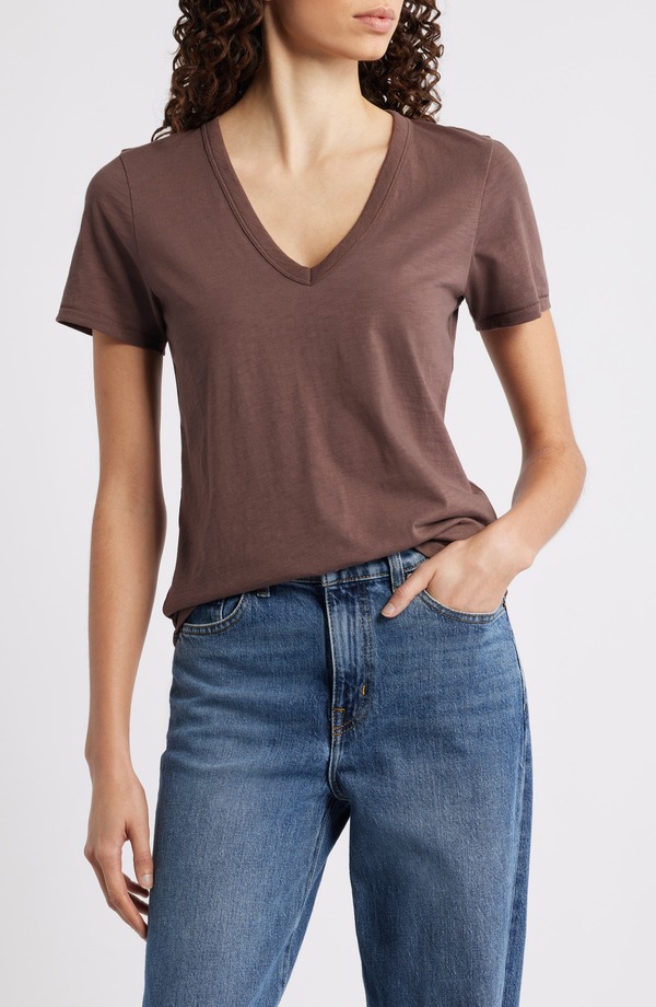 ラグアンドボーン レディース トップス Tシャツ Vネック rag & bone The Slub V-Neck T-Shirt Coffee コーヒー
