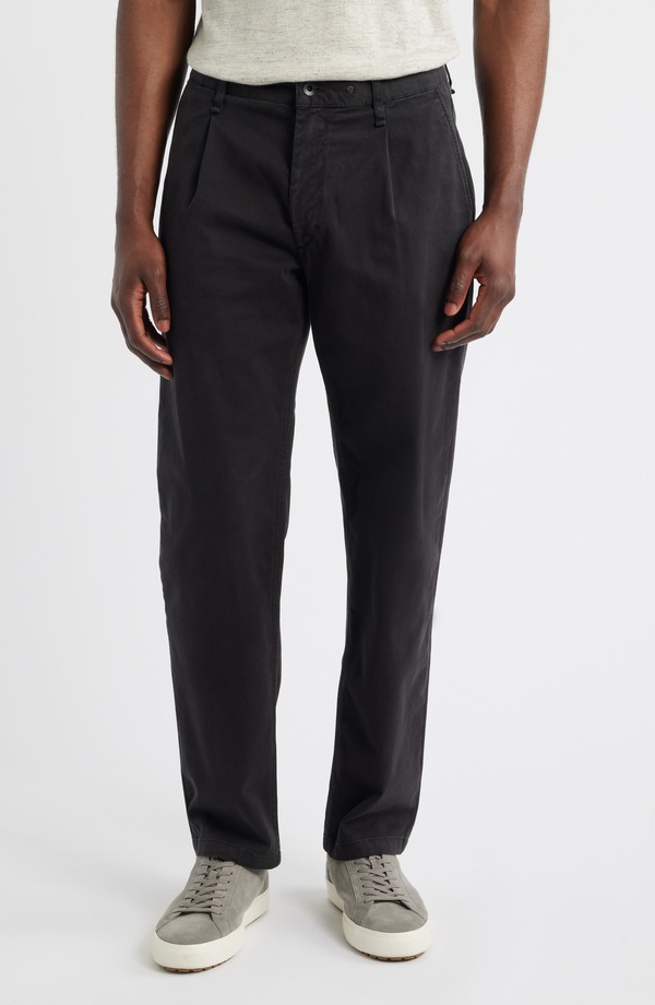 ラグアンドボーン メンズ ボトムス カジュアルパンツ プリーツ コットン rag & bonevan Trim Fit Pleated Stretch Cotton Chinos Black ブラック|ReVida 店
