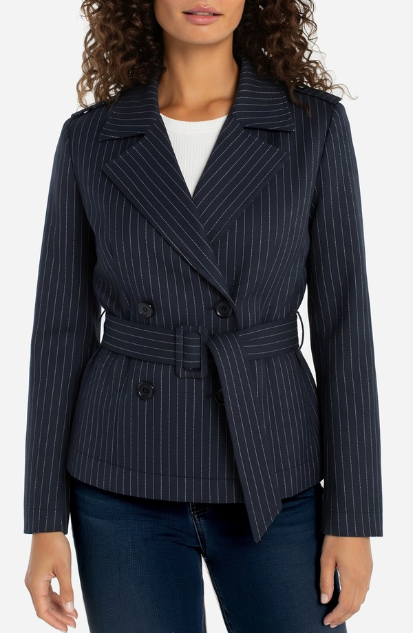 リヴァプール ロサンゼルス レディース アウター ジャケット・ブルゾン Liverpoolos Angeles Cropinstripe Trench Jacket Dp Mdnite Strp