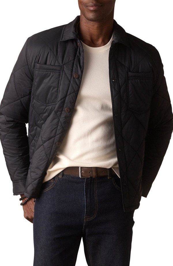 ノーマルブランド メンズ アウター ジャケット・ブルゾン キルティング フリース The Normal Brand Quilted Jacket withigh Pile Fleece Lining Black ブラック