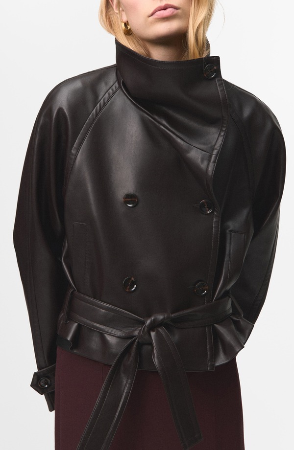 マンゴ レディース アウター 上衣・上衣 なめし革 マキシ フェイクレザー MANGO Faux Leather Maxi Jacket Brown 赤銅色