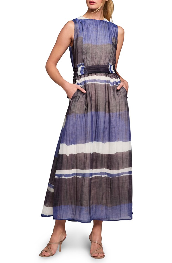 ニックプラスゾーイ レディース トップス ワンピース ノースリーブ マキシ NIC+ZOE Luna Gallery Stripe Sleeveless Maxi Dress Blue Multi ブルー
