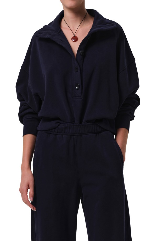 シチズンズ オブ 人間らしさ レディース アウター パーカー・スウェット プルオーバー Citizens of Humanity Mirelle Oversize Henley Sweatshirt Navy 米国海軍