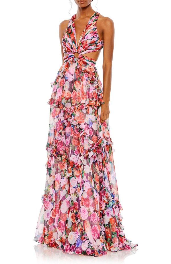 マックダガル レディース トップス ワンピース カットアウト フリル ノースリーブ Mac Duggal Ruffled Cut Out Sleeveless Gown Multi マルチカラー 92,290円