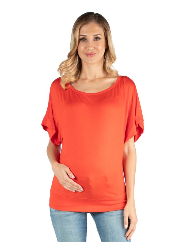 24 セブンコンフォート レディース トップス シャツ マタニティ 24seven Comfort Apparel Maternity Loose Fit Dolman Top with Wide Sleeves Carrot 12,854円