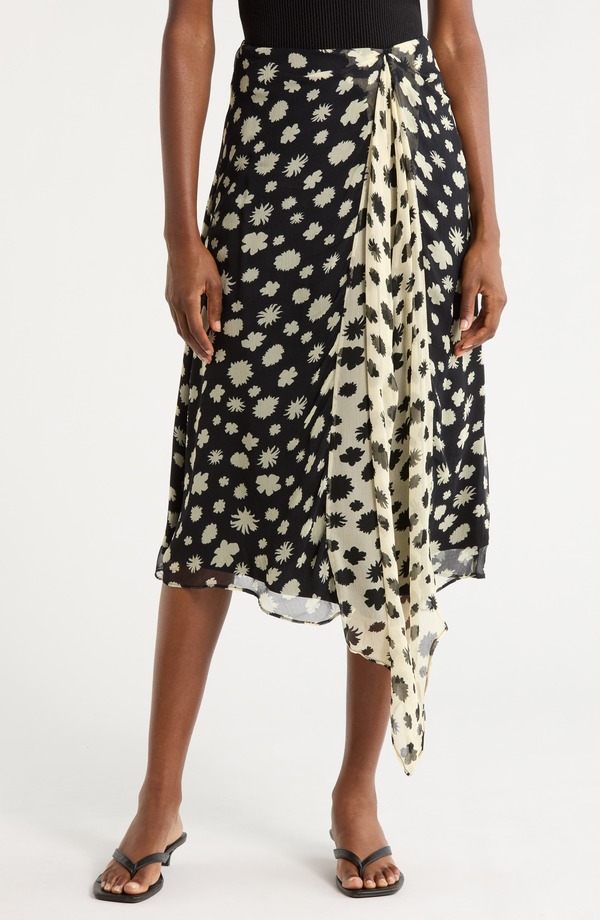 スタウド レディース ボトムスカート シフォン ドレープリント ミディ STAUD Sonoma Print Drape Chiffon Midi Skirt Ditsy Multi マルチカラー