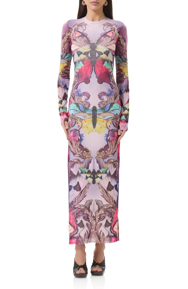 エーエフアールエム レディース トップス ワンピース メッシュ マキシ AFRM Didi Long Sleeve Mesh Maxi Dress Ornate Butterfly
