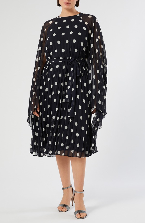 マリナリナルディ レディース トップス ワンピース ジョーゼット ミディ Marinaldi Long Sleeve Georgette Midi Dress Ultramarine｜ReVida 店