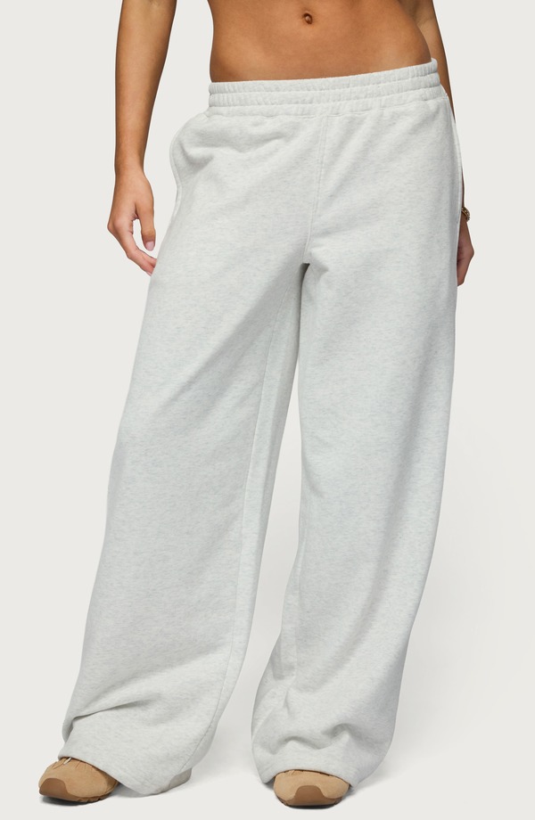 アディクテッド レディース ボトムス カジュアルパンツ ワイドレッグ スウェットパンツ EDIKTED Jacie Wide Leg Sweatpants Gray-Melange グレー