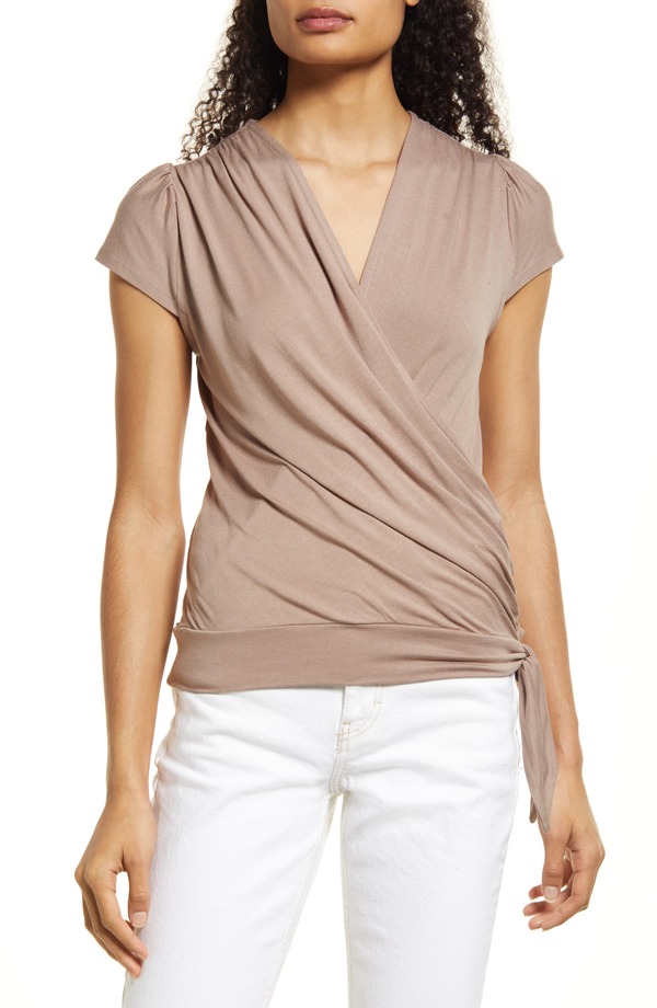 ラブアペラ レディース トップス シャツ Loveappella Faux Wrap Top Mushroom 9,995円