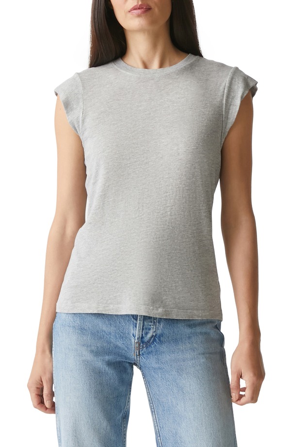 マイケルスターズ レディース トップス プルオーバー Michael Stars Joey Power Shoulder T-Shirt Heather Grey 薄墨色
