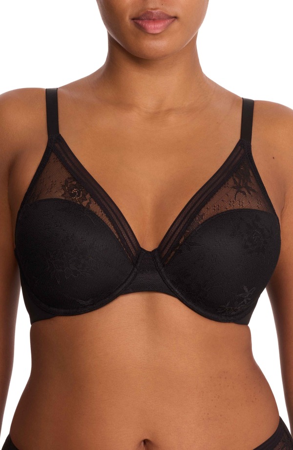 ナトリ レディース トップス プルオーバー スピード競技 Natori Love Lace Back Smoothing Plunge T-Shirt Bra Black 黒いこと