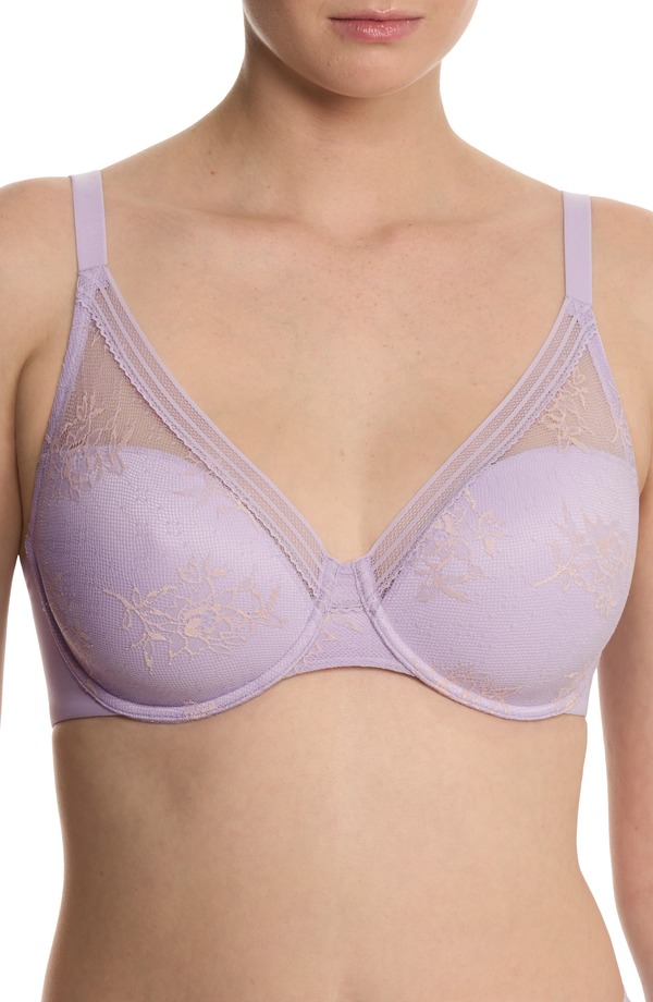 ナトリ レディース トップス プルオーバー スピード競技 Natori Love Lace Back Smoothing Plunge T-Shirt Bra Purple Pearl/ Peach Whip パール