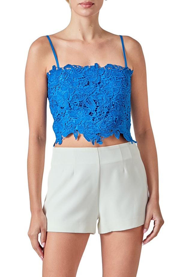 エンドレスローズ レディース トップス シャツ レース Endless Rose Lace Crop Camisole Multi Blue ブルー