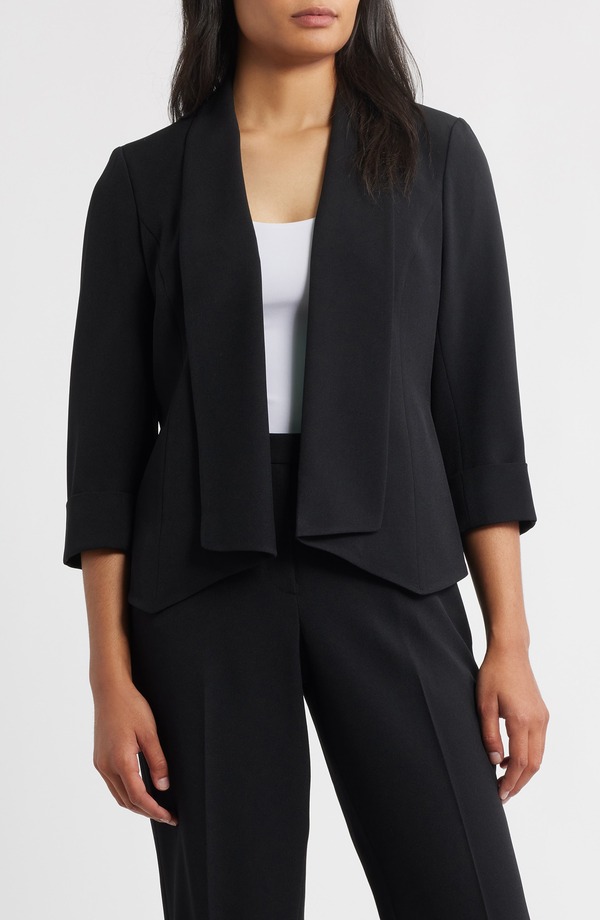 カスパール レディース アウター ジャケット・ブルゾン KASPER Shawl Collar Open Front Jacket Black ブラック