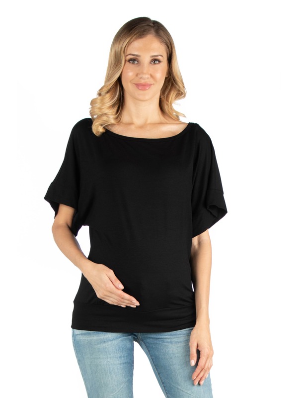 24 セブンコンフォート レディース トップス シャツ マタニティ 24seven Comfort Apparel Maternity Loose Fit Dolman Top with Wide Sleeves Black ブラック 12,195円