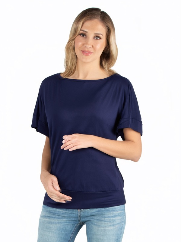 24 セブンコンフォート レディース トップス シャツ マタニティ 24seven Comfort Apparel Maternity Loose Fit Dolman Top with Wide Sleeves Navy ネイビー｜ReVida 店 8,386円