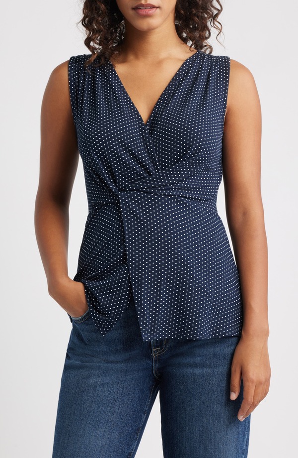 ラブアペラ レディース トップス シャツ ノースリーブ Loveappella Twist Front Sleeveless Top Navy / White ホワイト