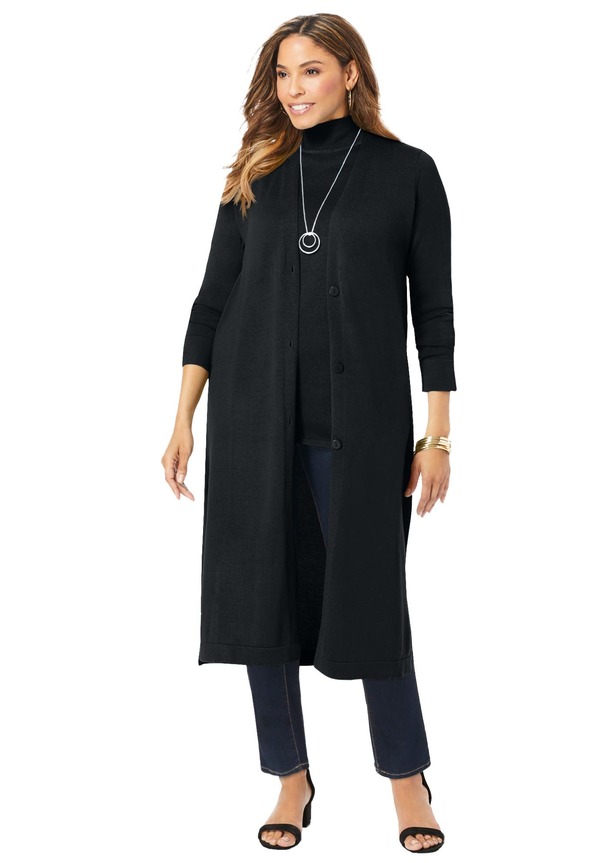 ジェシカロンドン レディース アウター パーカー・スウェット カーディガン Jessica London Fine Gauge Duster Cardigan Black ブラック｜ReVida 店 15,961円