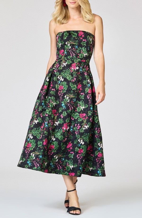 サーチンアンドバビ レディース トップス ワンピース フラワー柄 プリント ストラップレス フラワー Sachin & Babi Cloque Strapless Floral Print Dress Royal Gardens