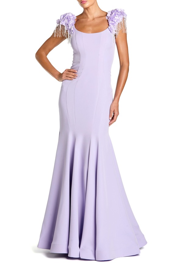 マックダガル レディース トップス ワンピース Mac Duggal Scoop Neck Mermaid Gown With Embellished Sleeves Lilac ライラック 111,400円