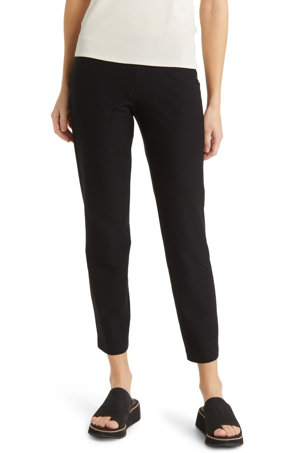 エイリーンフィッシャー レディース ボトムス レギンス クレープ パンツ アンクル Eileen Fisher Stretch Crepe Slim Ankle Pants Black ブラック
