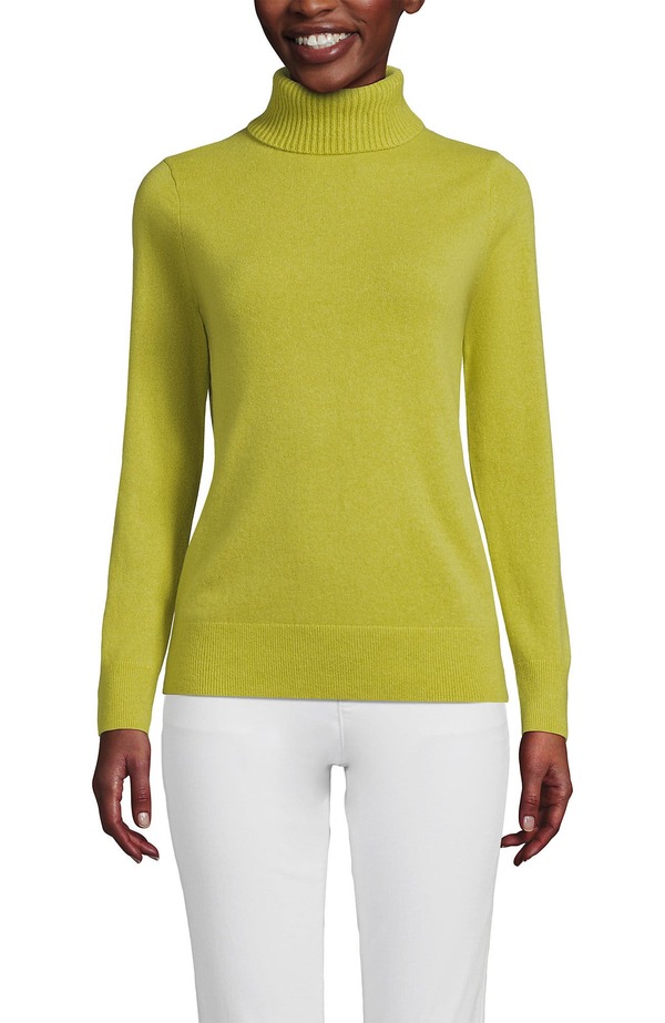ランズエンド レディース アウター パーカー・スウェット タートルネック セーター Lands' End Cashmere Turtleneck Sweater Bright Green Moss グリーン｜ReVida 店