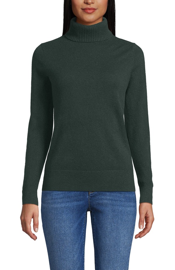 ランズエンド レディース アウター パーカー・スウェット タートルネック セーター Lands' End Cashmere Turtleneck Sweater Evening Forest フォレスト|ReVida 店