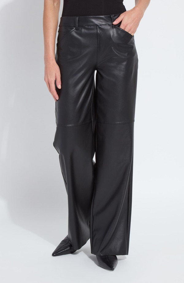 リジー レディース ボトムス レギンス ワイドレッグ パンツ レザー フェイクレザー Lysse Azara Wide Leg Faux Leather Pants Black ブラック