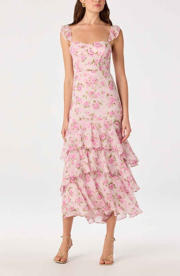 アストール レディース トップス ワンピース ドット柄 ドット マキシ ASTR the Label Alcina Polka Dot Maxi Dress Pink Multi Floral ピンク