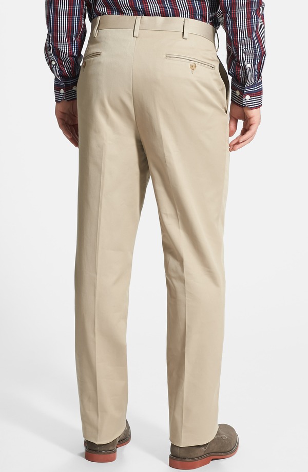ベール メンズ ボトムス カジュアルパンツ コットン Berle Flat Front Classic Fit Cotton Dress Pants Khaki カーキ
