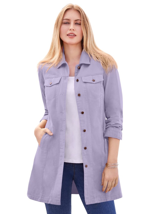 ジェシカロンドン レディース ボトムス デニムパンツ ジャケット Jessica London Long Denim Jacket Pale Lilac ライラック