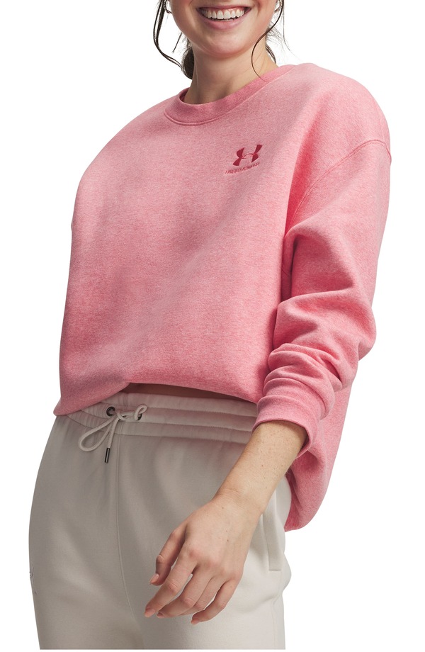 アンダーアーマー レディース アウター パーカー・スウェット 労働者の一団のど首 プルオーバー フリース Under Armour Icon Fleece Crewneck Sweatshirt Bittersweet Pink Light Heather ギョリュウモドキ