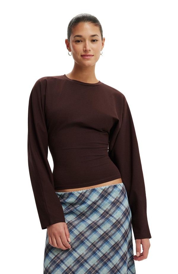 コットンオン レディース トップス シャツ Cotton Women's Blair Batwing Long Sleeve Dark Oak