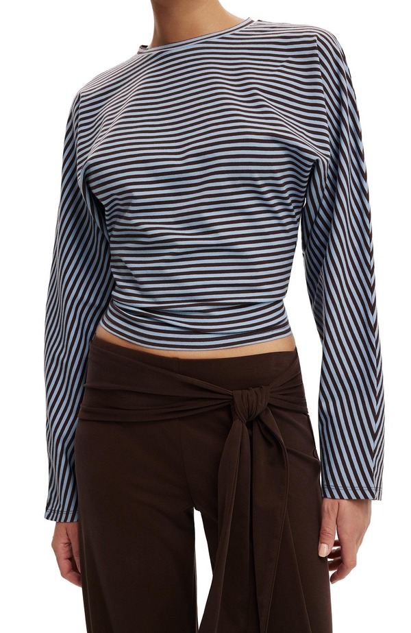 コットンオン レディース トップス シャツ Cotton Women Blair Batwing Long Sleeve Madi Stripe Cosmic Star Dark ストライプ