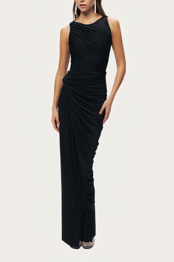 ノクチューン レディース トップス ワンピース ドレープ ノースリーブ マキシ Nocturne Draped Sleeveless Maxi Dress Black ブラック