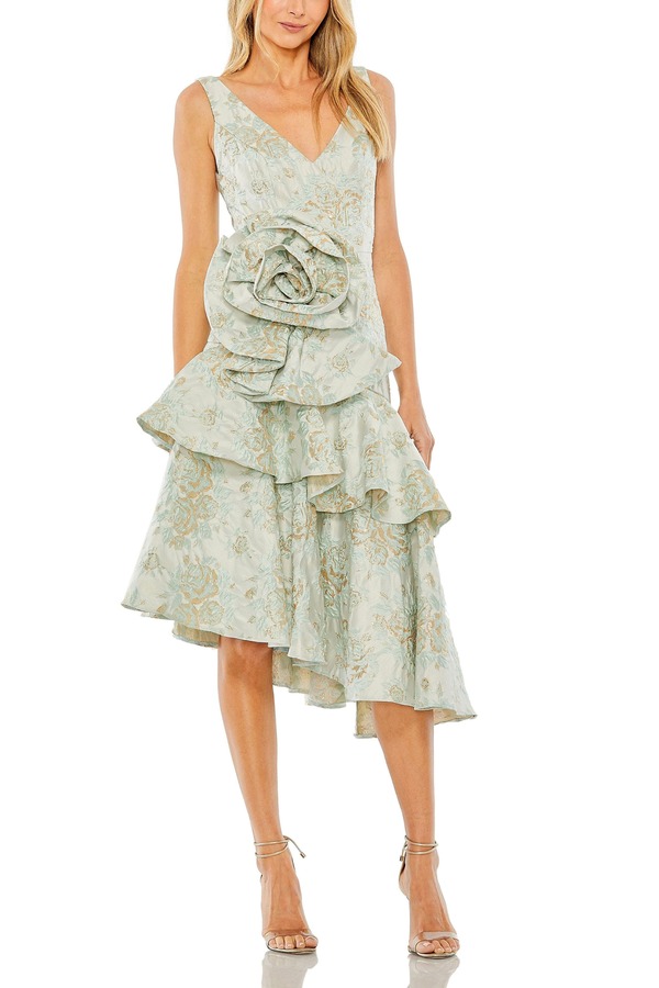 マックダガル レディース トップス ワンピース アシンメトリー Mac Duggal Rose Detail Asymmetrical Brocade Dress French Blue ブルー