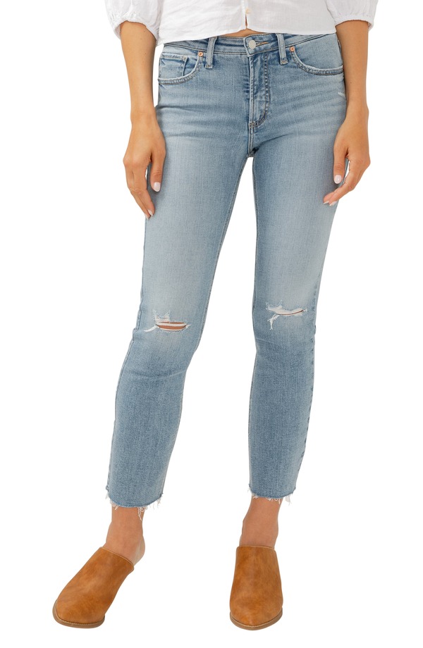 シルバー ジーンズ レディース ボトムス デニムパンツ ストレート アンクル Silver Jeans Co. Most Wanted Ripped Mid Rise Ankle Straight Leg Jeans Indigo インディゴ 18,485円