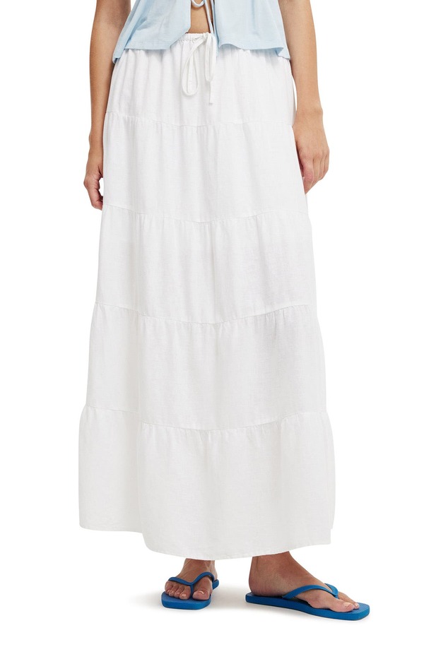 コットンオン レディース ボトムスカート ティアード マキシ Cotton Women's Haven Multiered Maxi Skirt White ホワイト｜ReVida 店