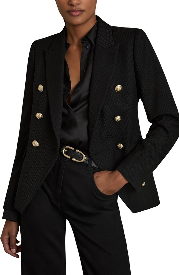 レイス レディース アウター ジャケット・ブルゾン トール ウール ブレザー Reiss Tally Double Breasted Wool Blend Blazer Black ブラック