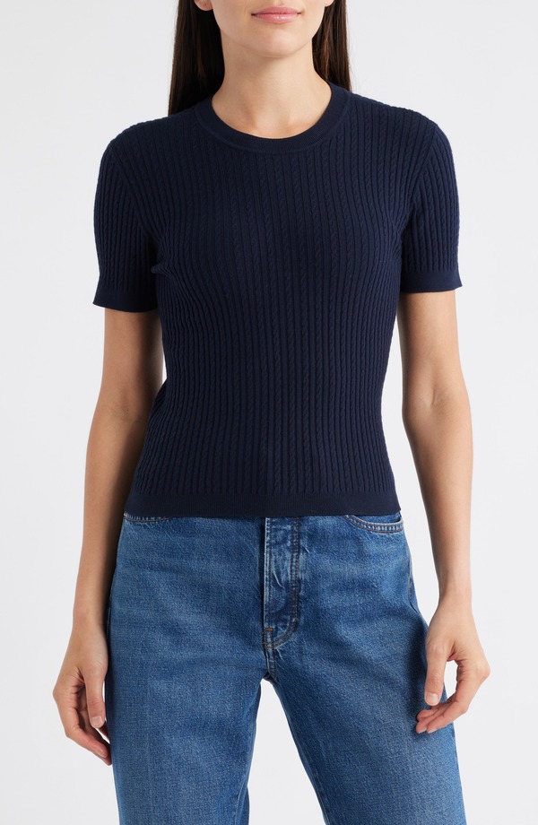 フレーム レディース トップス シャツ ニット FRAME The Fine Cable Knitop Navy ネイビー
