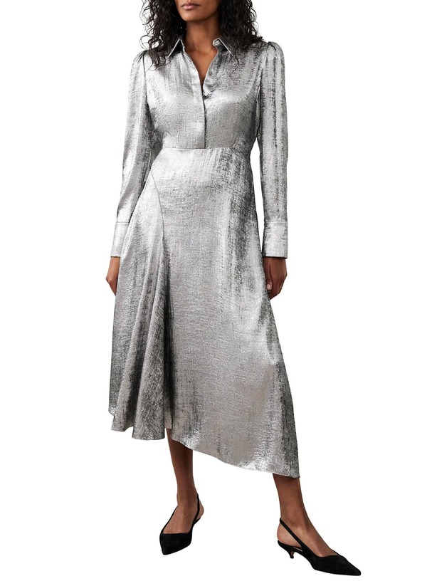 ミルトンベルベット レディース トップス ワンピース ミディ トール シャツ MINT VELVET Metallic Midi Shirt Dressilver シルバー