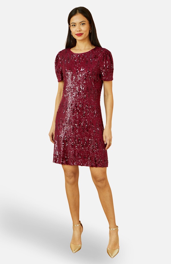 ユミキム レディース トップス ワンピースパンコール Yumi Sequin Stretch Tunic Dress Burgundy バーガンディ