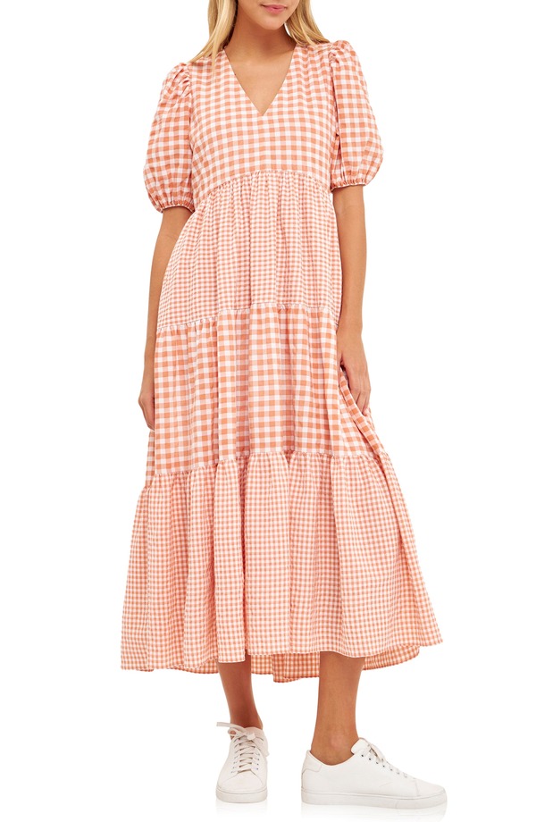 イングリッシュファクトリー レディース トップス ワンピース ティアード ギンガムチェック ギンガム English Factory Mixed Gingham Tieredressienna