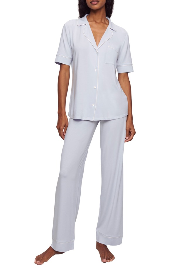 エバージェイ レディース アンダーウェア ナイトウェア Eberjey Gisele Short Sleeve Pant Pajamas Ice Blue/ Ivory アイボリー