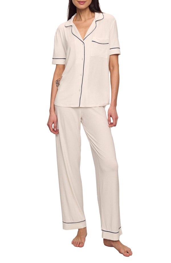 エバージェイ レディース アンダーウェア ナイトウェア Eberjey Gisele Short Sleeve Pant Pajamas Pure Ivory/ Navy アイボリー