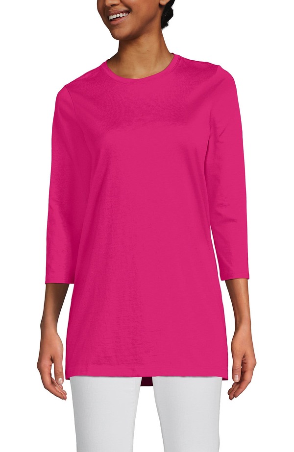 ランズエンド レディース トップス シャツ コットン Lands' End 3/4 Sleeve Cotton Supima Tunicherry Fuchsia フューシャ｜ReVida 店 10,136円