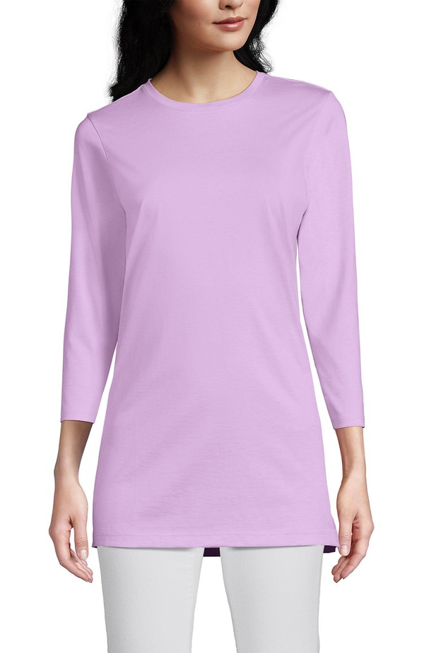 ランズエンド レディース トップス シャツ コットン Lands' End 3/4 Sleeve Cotton Supima Tunic Lilac Breeze ライラック