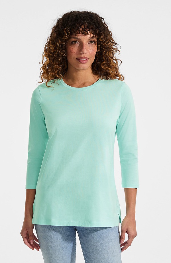ランズエンド レディース トップス シャツ コットン Lands' End 3/4 Sleeve Cotton Supima Tunic Pale Sky 12,226円