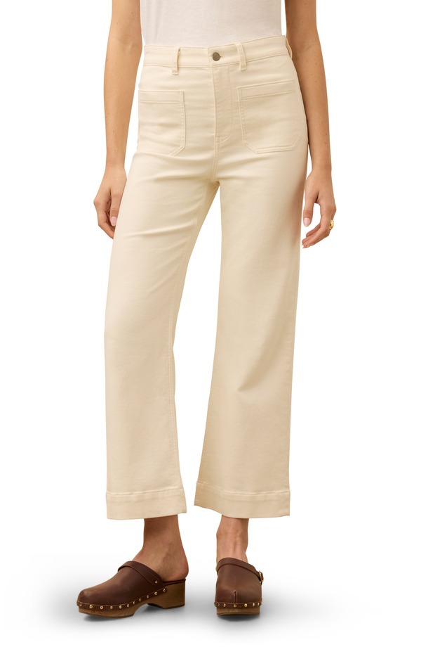 ファレティ レディース ボトムス レギンス ワイドレッグ ご機嫌酉の方角 ズボン下 パイル アンクル Faherty Patch Pocket High Waist Ankle Wide Leg Stretch Terry Pants Egret